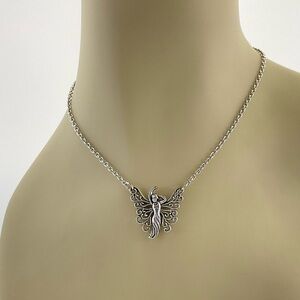 Fairy Pendant Necklace, Handmade, Antique Silver, Sprite, Wood Nymph, Fairy Core